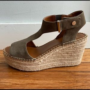 NWOT Franco Sarto Green sandals espadrille wedge!